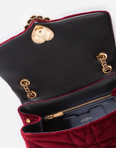 Shop Dolce & Gabbana Large Devotion Shoulder Bag In Quilted Velvet