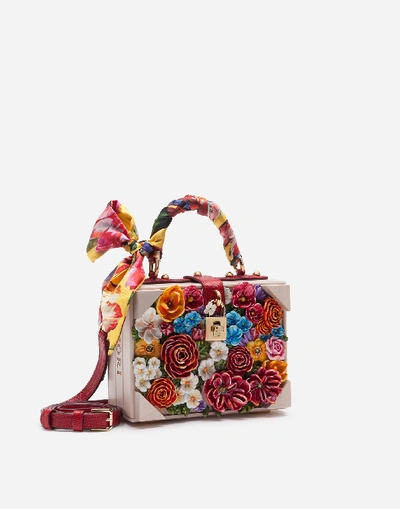 Shop Dolce & Gabbana Handbags - Dolce Box Bag In Resin With Embroidered Flowers In Floral Print