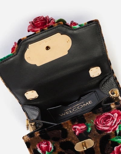 Shop Dolce & Gabbana Small Velvet-stitch Welcome Bag In Leopard Print