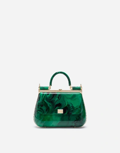 Shop Dolce & Gabbana Handbags - Sicily Box Bag In Malachite Sint Glass In Green