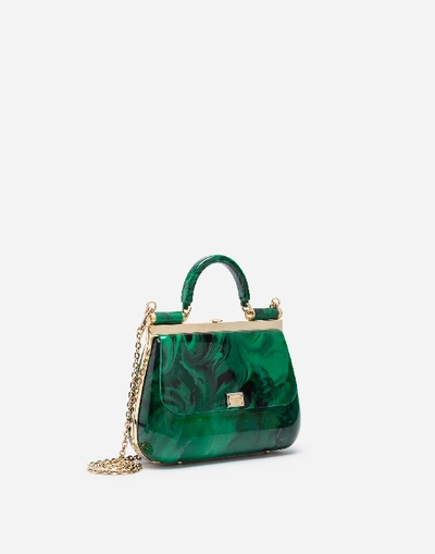 Shop Dolce & Gabbana Handbags - Sicily Box Bag In Malachite Sint Glass In Green
