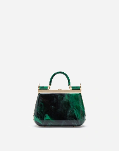 Shop Dolce & Gabbana Handbags - Sicily Box Bag In Malachite Sint Glass In Green