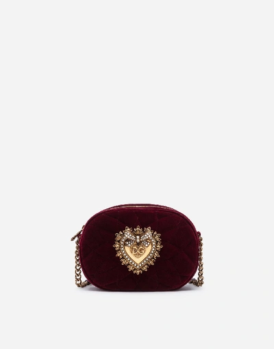 Shop Dolce & Gabbana Devotion Camera Bag In Quilted Smooth Velvet