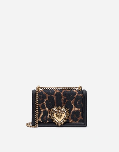 Shop Dolce & Gabbana Medium Devotion Bag In Leopard-print Jacquard In Leopard Print