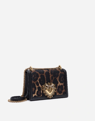 Shop Dolce & Gabbana Medium Devotion Bag In Leopard-print Jacquard In Leopard Print