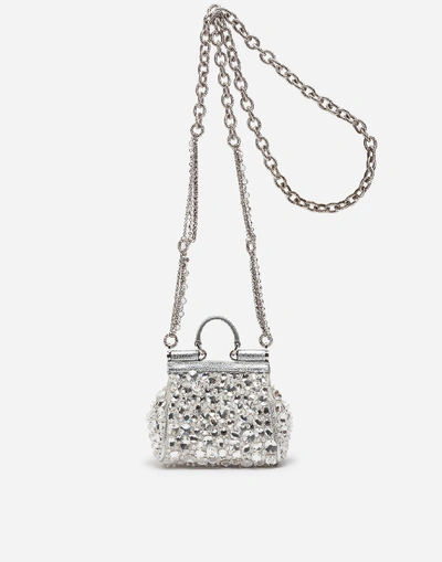 Dolce & Gabbana Micro Sicily Bag In Satin With Embroideries In White |  ModeSens