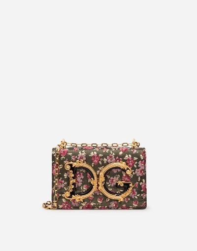 Shop Dolce & Gabbana Floral Jacquard D&g Girls Shoulder Bag