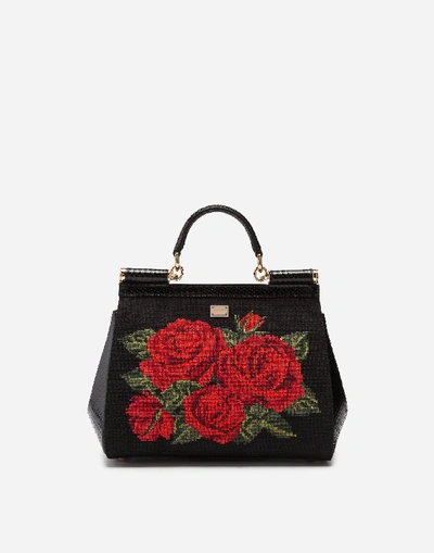 Shop Dolce & Gabbana Medium Sicily Bag In Needlepoint