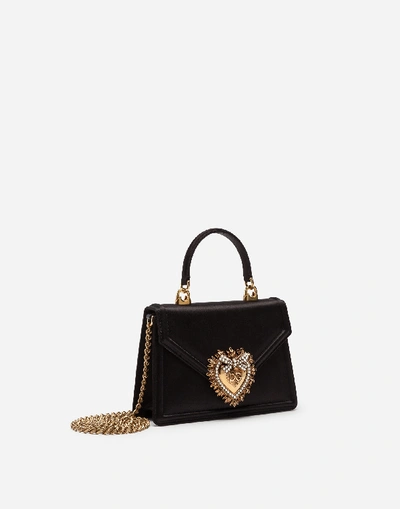 Dolce & Gabbana Small Devotion Molurus Python Skin Top Handle Bag In Black