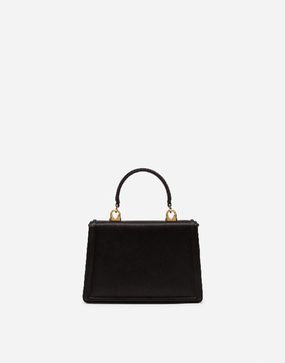 Dolce & Gabbana Small Devotion Molurus Python Skin Top Handle Bag In Black
