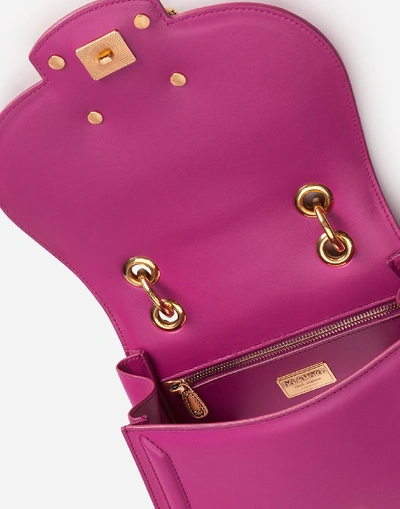 Shop Dolce & Gabbana Small Dg Amore Bag In Calfskin In Purple