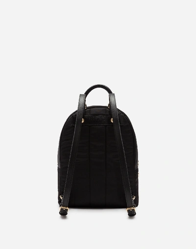 Shop Dolce & Gabbana Small Vulcano Backpack In Nylon With Designers' Patches In Black