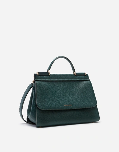 Shop Dolce & Gabbana Medium Calfskin Sicily Soft Bag In Green