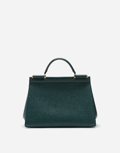 Shop Dolce & Gabbana Medium Calfskin Sicily Soft Bag In Green