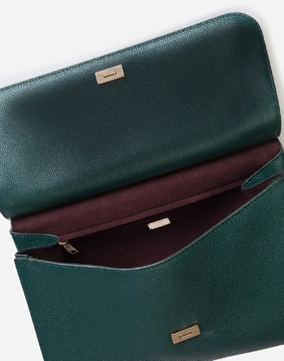 Shop Dolce & Gabbana Medium Calfskin Sicily Soft Bag In Green