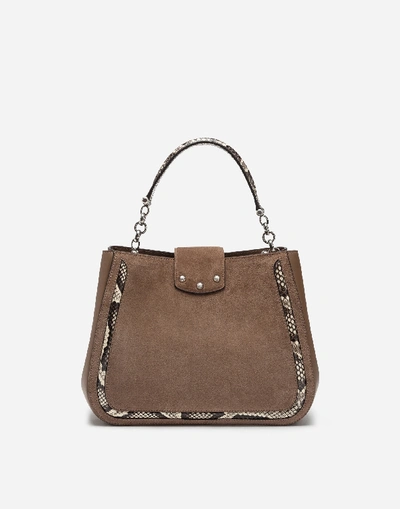 Shop Dolce & Gabbana Small Dg Amore Bag In Mixed Materials In Beige