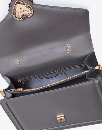 Shop Dolce & Gabbana Large Devotion Bag In Smooth Calfskin In Gray