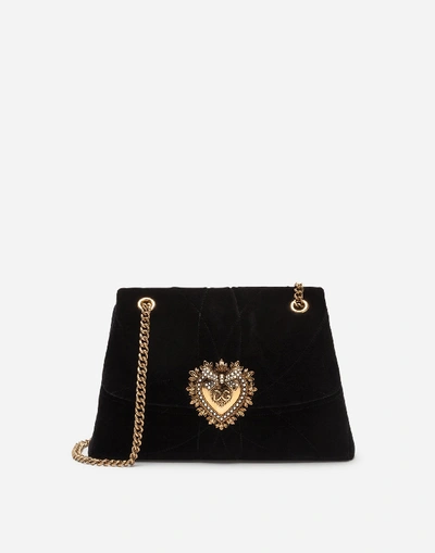 Shop Dolce & Gabbana Large Devotion Shoulder Bag In Quilted Velvet