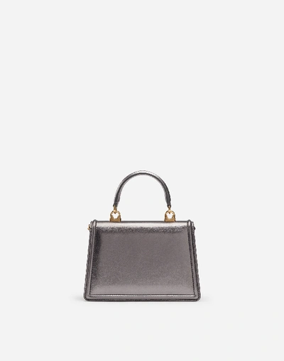 Dolce & Gabbana Small Devotion Bag In Mordore Nappa Leather In Silver