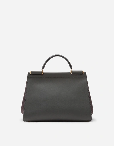 Shop Dolce & Gabbana Medium Sicily Soft Bag In Calfskin And Split-grain Leather In Dark Grey
