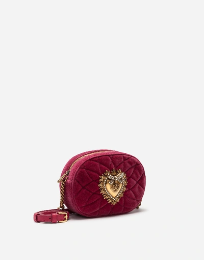 Shop Dolce & Gabbana Devotion Camera Bag In Quilted Smooth Velvet