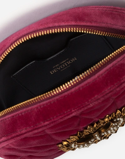 Shop Dolce & Gabbana Devotion Camera Bag In Quilted Smooth Velvet