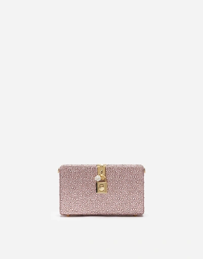 Shop Dolce & Gabbana Dolce Box Clutch With Heat-applied Rhinestones In Pink