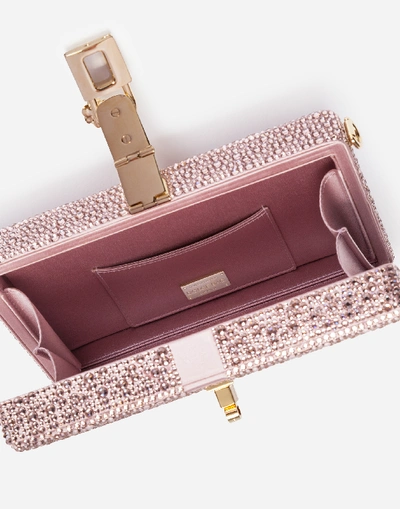 Shop Dolce & Gabbana Dolce Box Clutch With Heat-applied Rhinestones In Pink