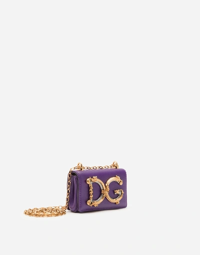 Shop Dolce & Gabbana Dg Girls Micro Bag In Plain Calfskin In Purple