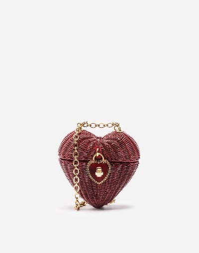 Shop Dolce & Gabbana Dolce&gabbana Shoulder And Crossbody Bags - Dolce Heart Box In Painted Wicker In Red