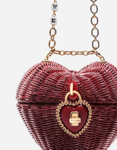 Shop Dolce & Gabbana Dolce&gabbana Shoulder And Crossbody Bags - Dolce Heart Box In Painted Wicker In Red