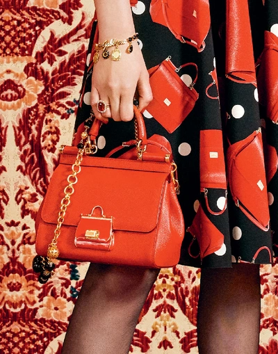 Shop Dolce & Gabbana Small Sicily Bag In Dauphine Calfskin In Red
