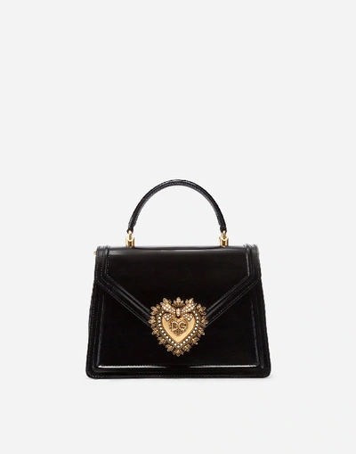 Shop Dolce & Gabbana Medium Devotion Bag In Polished Calfskin
