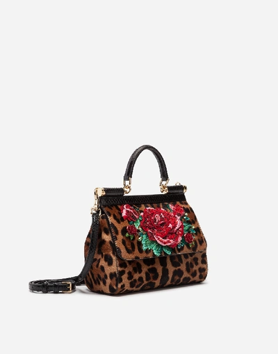 Shop Dolce & Gabbana Medium Sicily Bag In Leopard Print Embroidered Pony In Animal Print