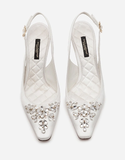 Shop Dolce & Gabbana Satin Sling Back With Bejeweled Embroidery