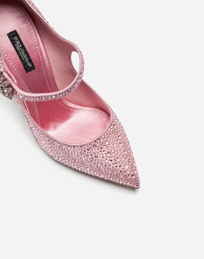 Shop Dolce & Gabbana Satin Mary Janes With Crystals In Pink