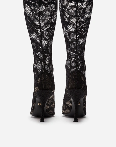 Shop Dolce & Gabbana Under-the-knee Boots In Stretch Lace In Black