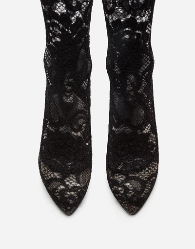 Shop Dolce & Gabbana Under-the-knee Boots In Stretch Lace In Black