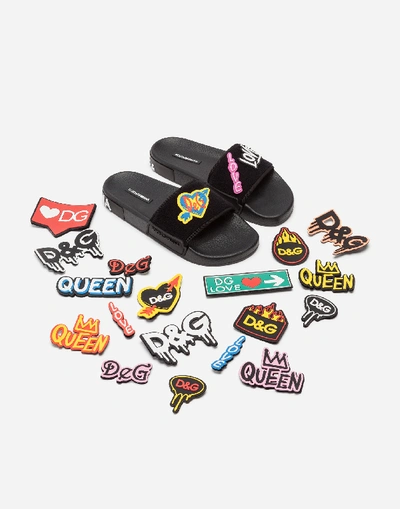 Shop Dolce & Gabbana Slides With Patch In Black