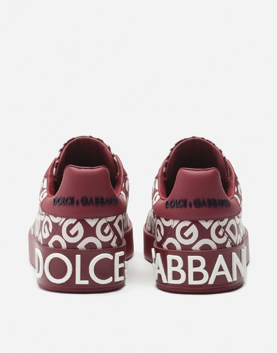 Shop Dolce & Gabbana Leather Portofino Sneakers With Dg Logo In Multicolor