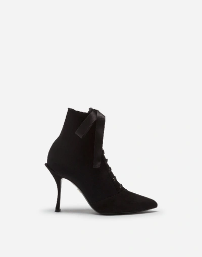 Shop Dolce & Gabbana Suede And Jersey Booties