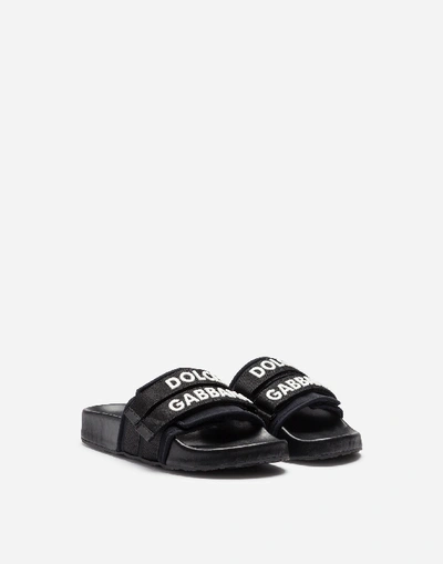 Shop Dolce & Gabbana Rubber And Neoprene Sliders In Multicolor