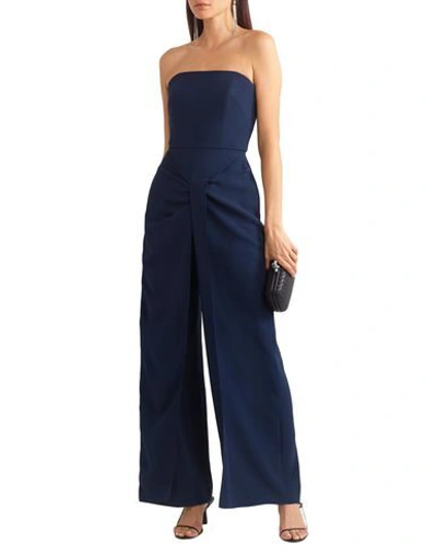 Shop Roland Mouret Woman Jumpsuit Midnight Blue Size 10 Viscose, Acetate, Elastane