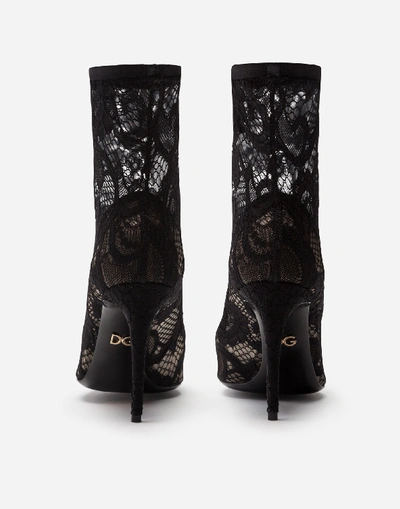 Shop Dolce & Gabbana Boots And Booties - Stretch Lace And Gros Grain Bette Booties In Black