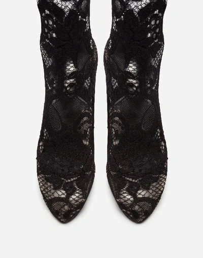 Shop Dolce & Gabbana Boots And Booties - Stretch Lace And Gros Grain Bette Booties In Black