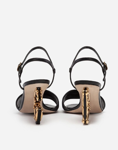 Shop Dolce & Gabbana Lurex Sandals With Sculpted Heel In Black