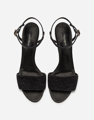 Shop Dolce & Gabbana Lurex Sandals With Sculpted Heel In Black