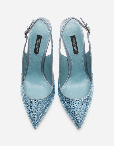 Shop Dolce & Gabbana Dolce&gabbana Pumps - Sling Backs In Satin And Crystal In Grey