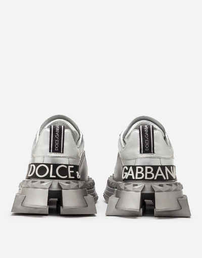 Shop Dolce & Gabbana Mirrored Calfskin Super Queen Sneakers