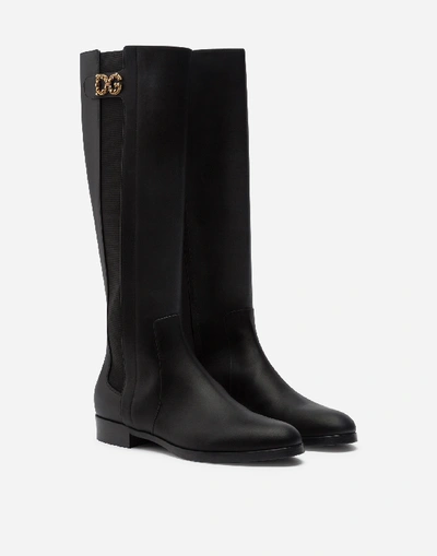 Shop Dolce & Gabbana Calfskin Nappa Boots With Dg Logo